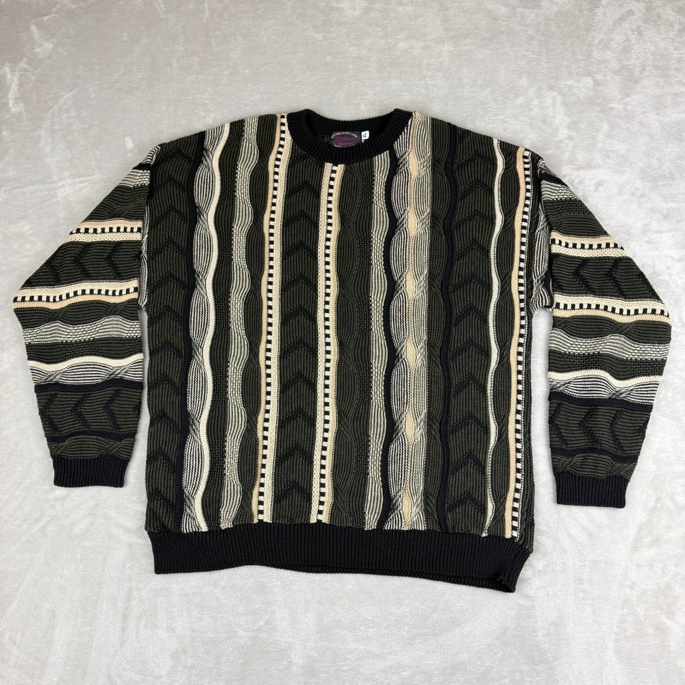 VTG Milford Sportswear Coogi Style Sweater Mens XL 3D Textured Biggie USA EUC